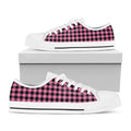 Pink And Black Buffalo Check Print White Low Top Sneakers