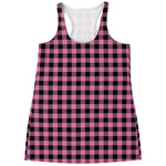 Pink And Black Buffalo Check Print Women's Racerback Tank Top