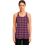 Pink And Black Buffalo Check Print Women's Racerback Tank Top