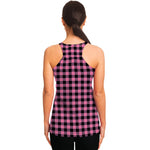 Pink And Black Buffalo Check Print Women's Racerback Tank Top