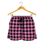 Pink And Black Buffalo Check Print Women's Shorts