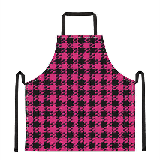 Pink And Black Buffalo Plaid Print Apron