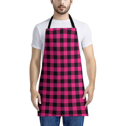 Pink And Black Buffalo Plaid Print Apron