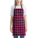 Pink And Black Buffalo Plaid Print Apron