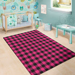 Pink And Black Buffalo Plaid Print Area Rug