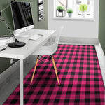 Pink And Black Buffalo Plaid Print Area Rug