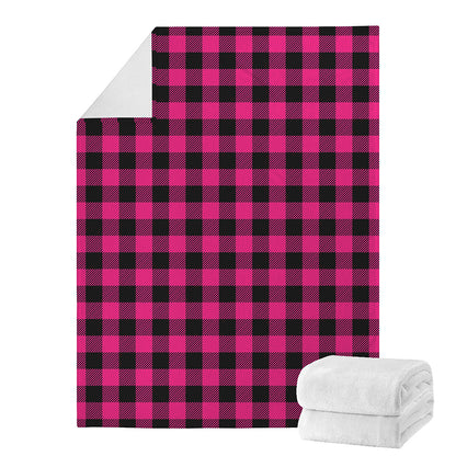 Pink And Black Buffalo Plaid Print Blanket