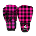 Pink And Black Buffalo Plaid Print Boxing Gloves