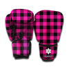 Pink And Black Buffalo Plaid Print Boxing Gloves