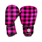 Pink And Black Buffalo Plaid Print Boxing Gloves