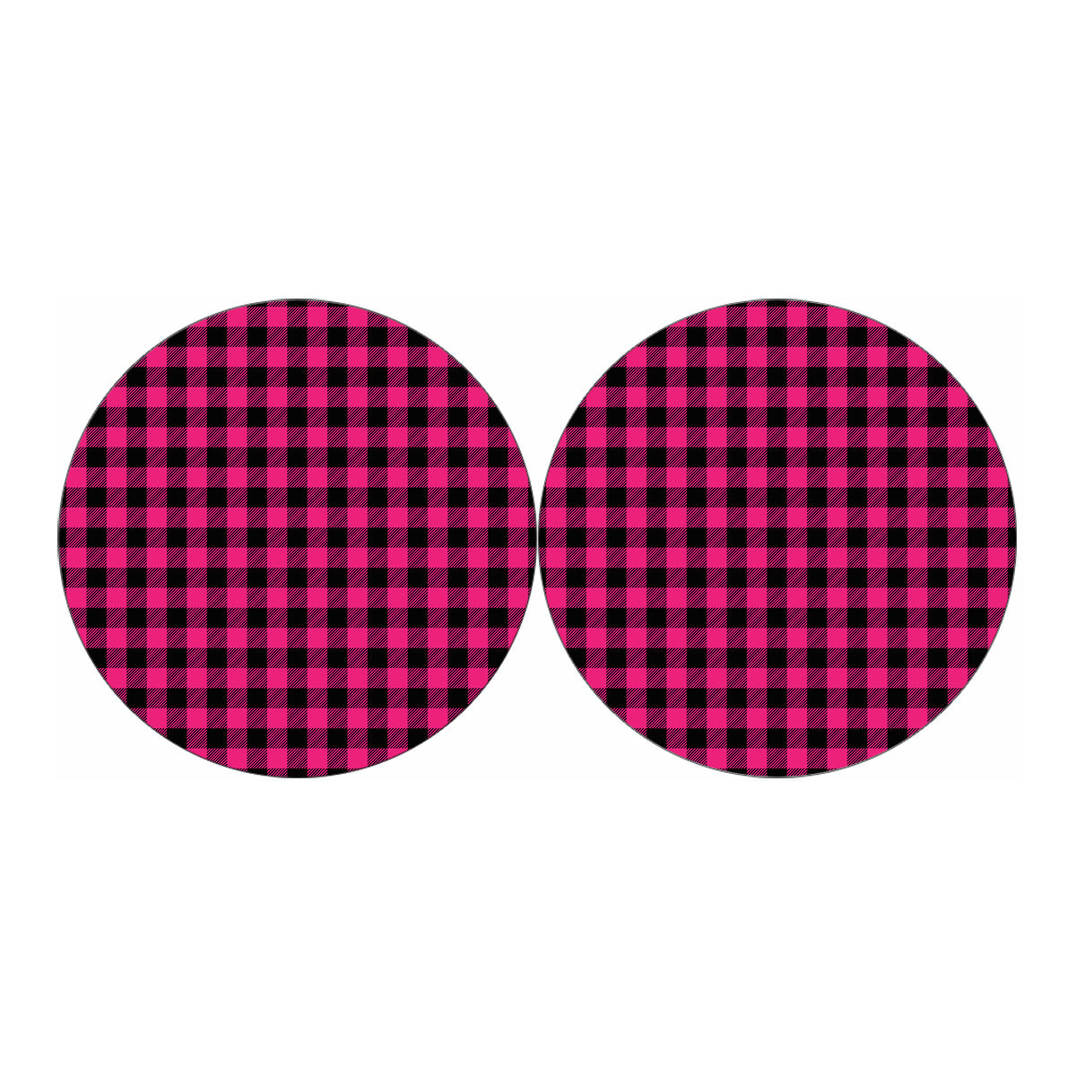 Pink And Black Buffalo Plaid Print Car Coasters
