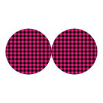 Pink And Black Buffalo Plaid Print Car Coasters
