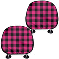 Pink And Black Buffalo Plaid Print Car Headrest Covers