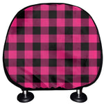 Pink And Black Buffalo Plaid Print Car Headrest Covers