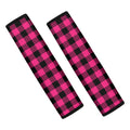 Pink And Black Buffalo Plaid Print Car Seat Belt Covers