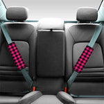 Pink And Black Buffalo Plaid Print Car Seat Belt Covers