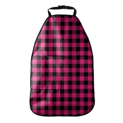 Pink And Black Buffalo Plaid Print Car Seat Organizers