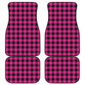 Pink And Black Buffalo Plaid Print Front and Back Car Floor Mats
