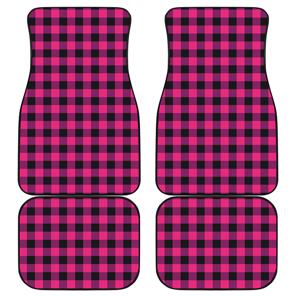 Pink And Black Buffalo Plaid Print Front and Back Car Floor Mats