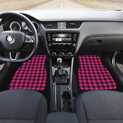 Pink And Black Buffalo Plaid Print Front and Back Car Floor Mats