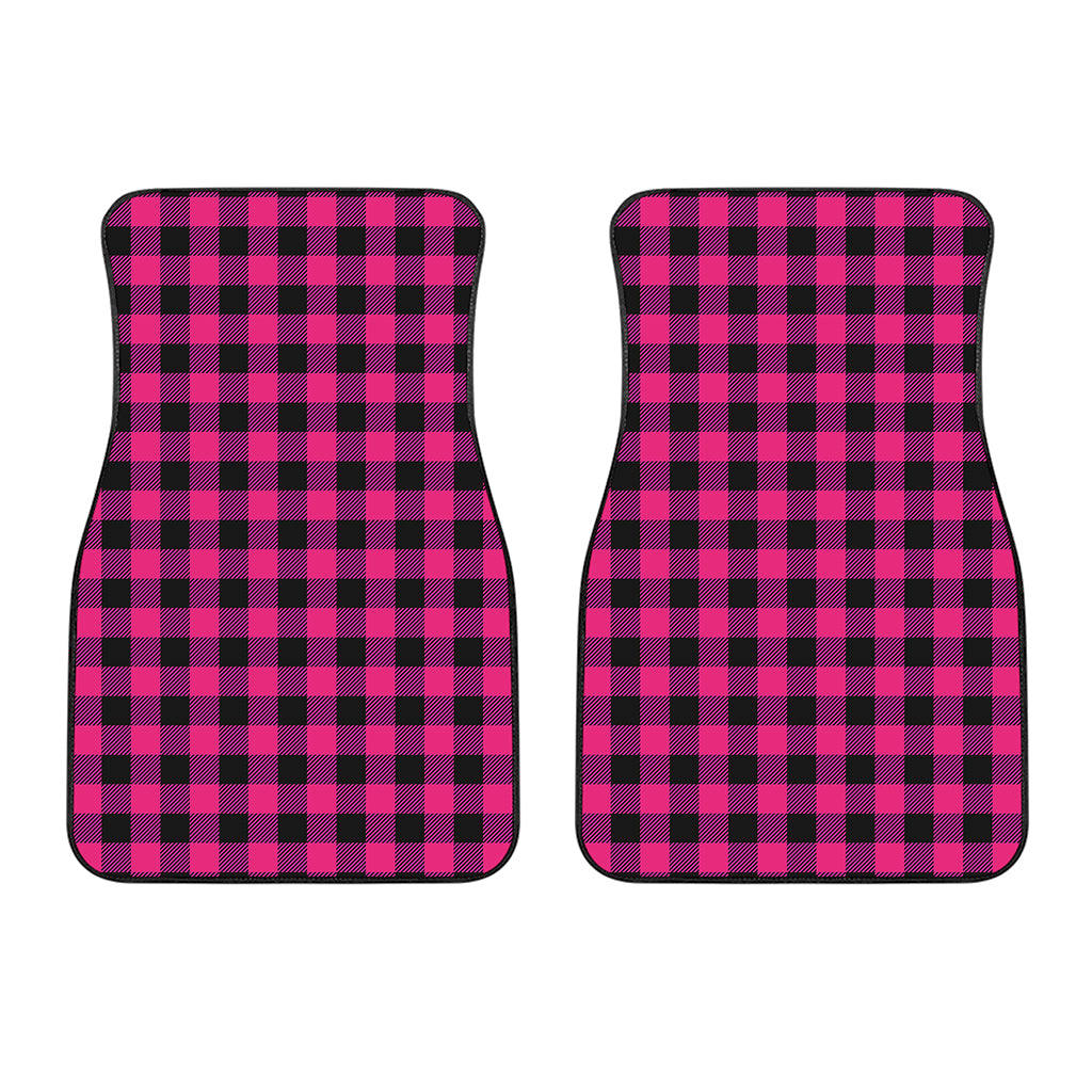 Pink And Black Buffalo Plaid Print Front Car Floor Mats