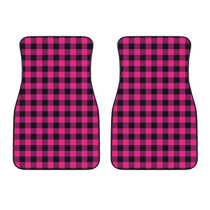 Pink And Black Buffalo Plaid Print Front Car Floor Mats
