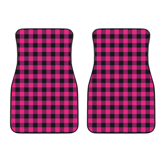 Pink And Black Buffalo Plaid Print Front Car Floor Mats