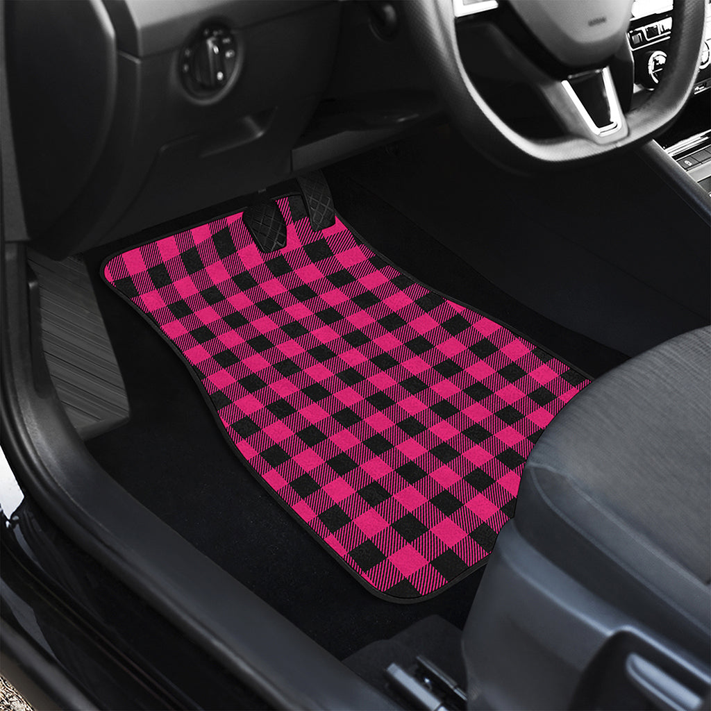 Pink And Black Buffalo Plaid Print Front Car Floor Mats