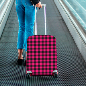 Pink And Black Buffalo Plaid Print Luggage Cover