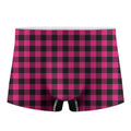Pink And Black Buffalo Plaid Print Men's Boxer Briefs