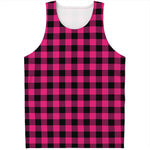 Pink And Black Buffalo Plaid Print Men's Tank Top