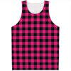 Pink And Black Buffalo Plaid Print Men's Tank Top