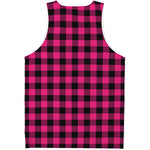 Pink And Black Buffalo Plaid Print Men's Tank Top