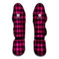 Pink And Black Buffalo Plaid Print Muay Thai Shin Guards