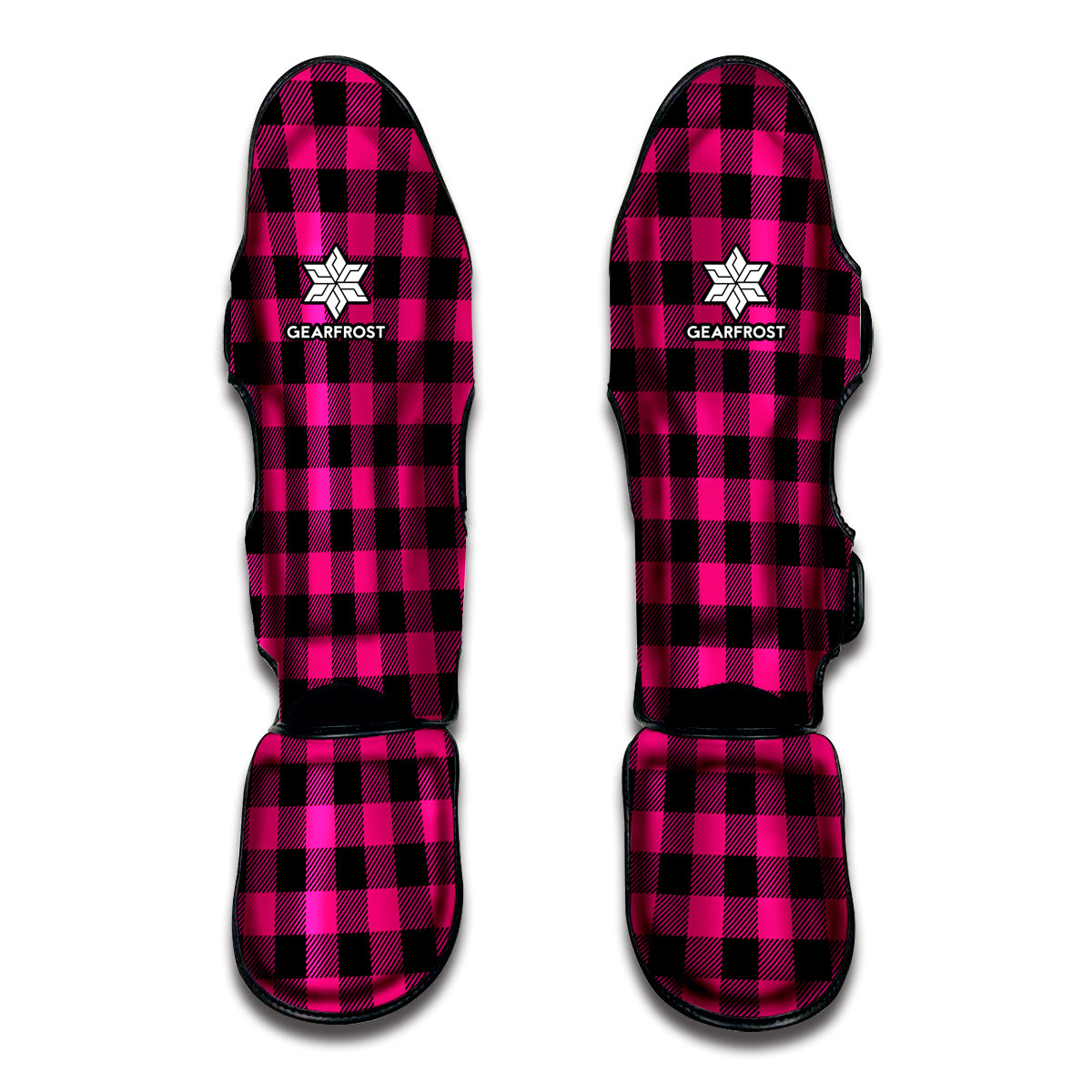 Pink And Black Buffalo Plaid Print Muay Thai Shin Guard