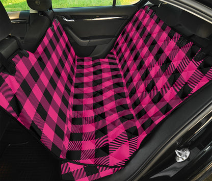 Pink And Black Buffalo Plaid Print Pet Car Back Seat Cover