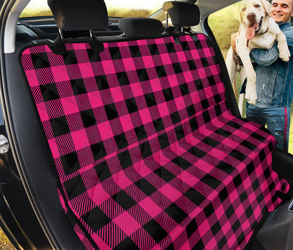 Pink And Black Buffalo Plaid Print Pet Car Back Seat Cover