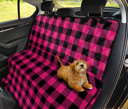Pink And Black Buffalo Plaid Print Pet Car Back Seat Cover