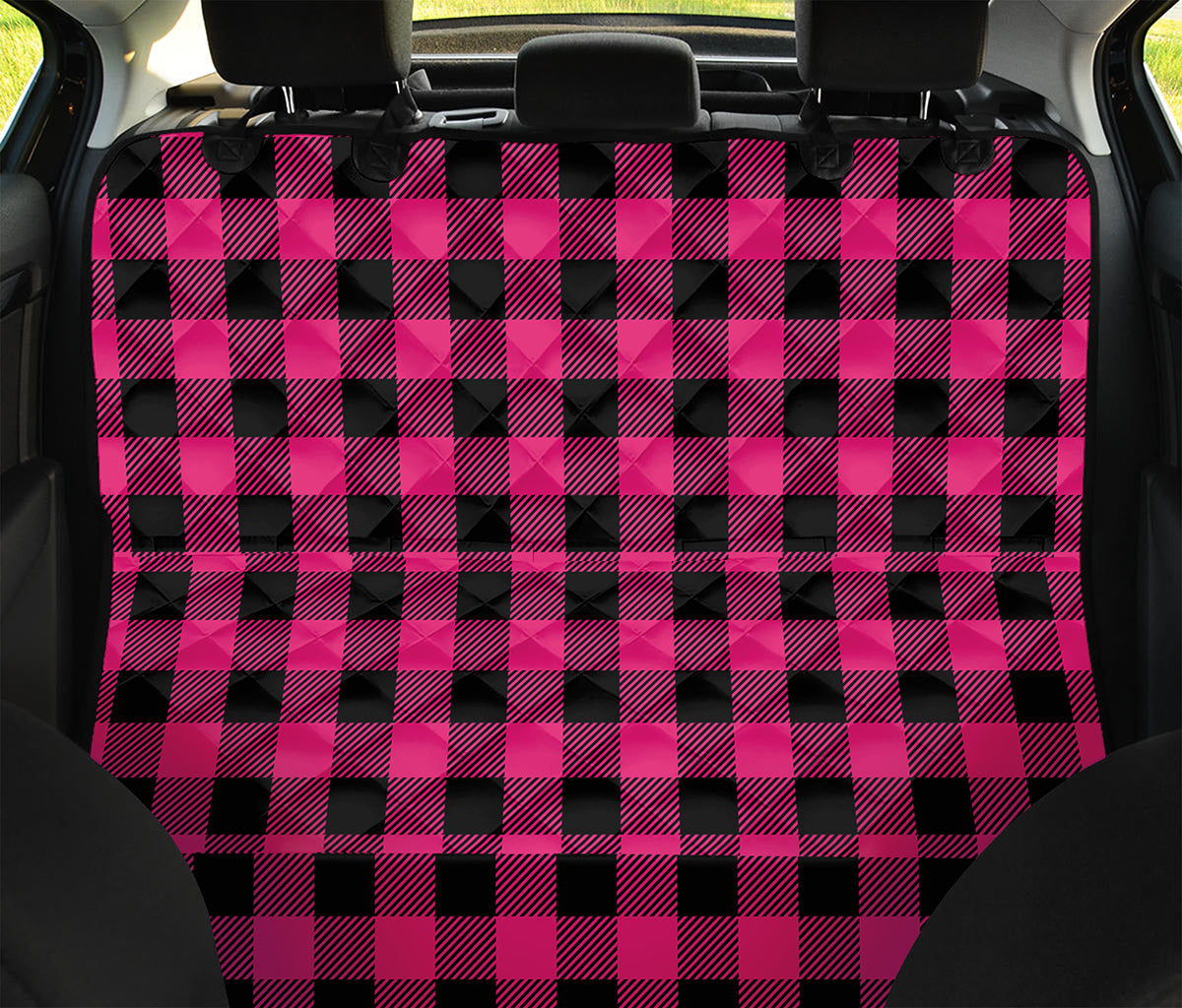 Pink And Black Buffalo Plaid Print Pet Car Back Seat Cover