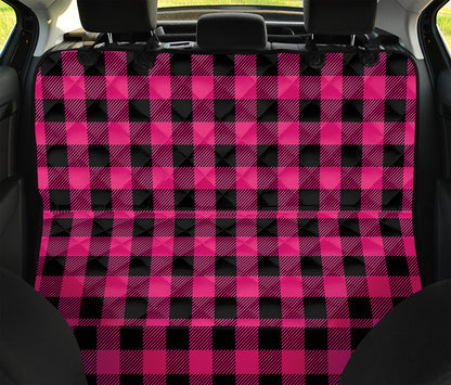 Pink And Black Buffalo Plaid Print Pet Car Back Seat Cover