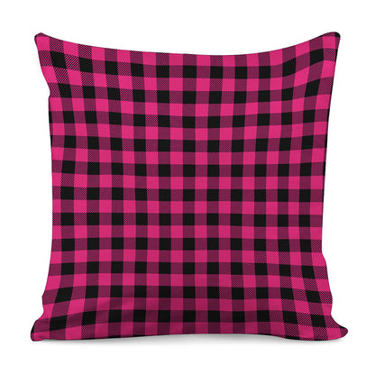 Pink And Black Buffalo Plaid Print Pillow Cover