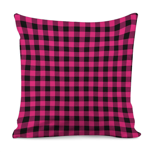 Pink And Black Buffalo Plaid Print Pillow Cover