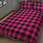 Pink And Black Buffalo Plaid Print Quilt Bed Set