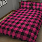 Pink And Black Buffalo Plaid Print Quilt Bed Set