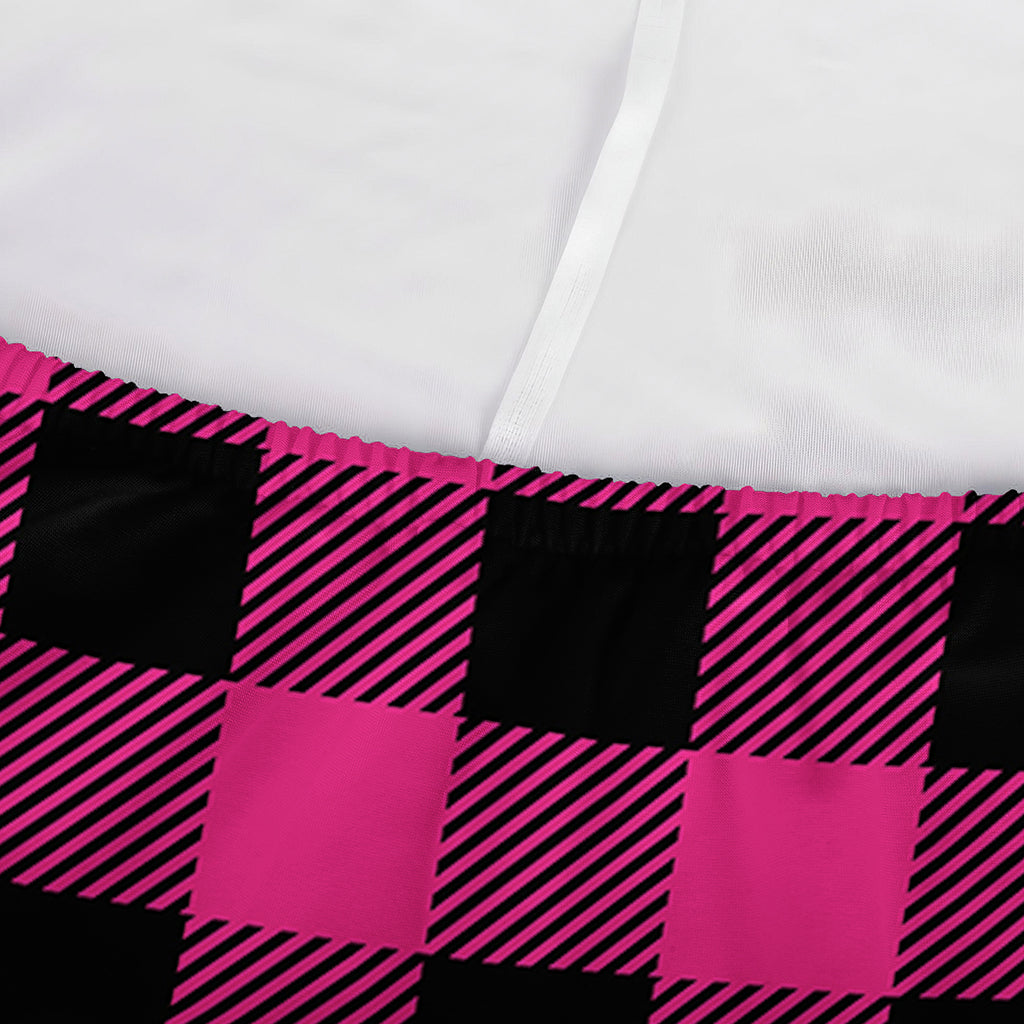 Pink And Black Buffalo Plaid Print Sofa Cover