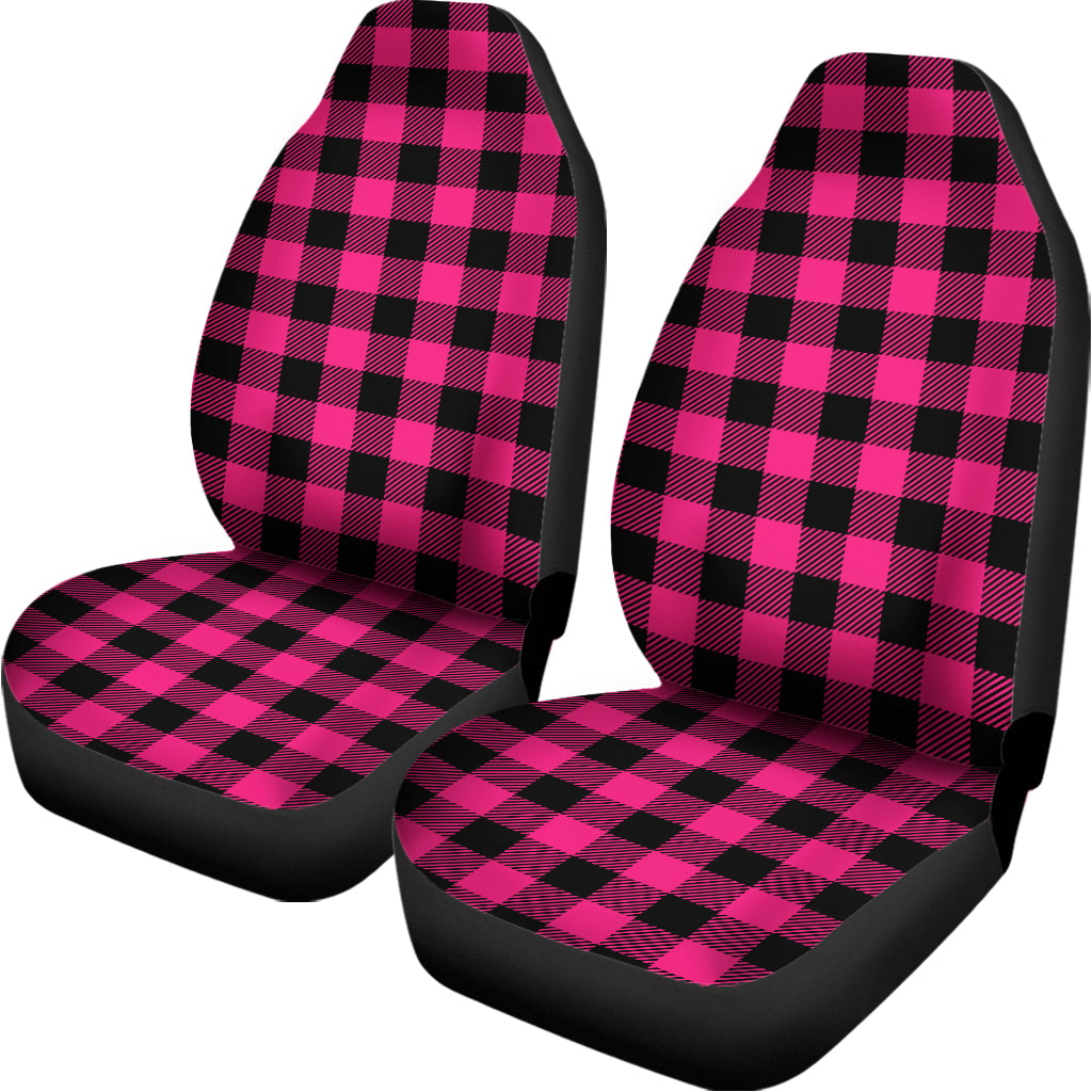 Pink And Black Buffalo Plaid Print Universal Fit Car Seat Covers