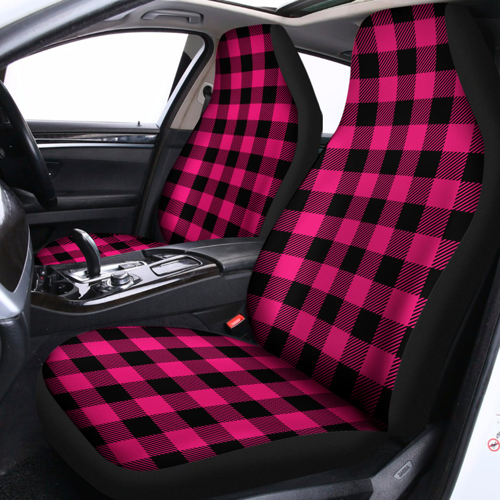 Pink And Black Buffalo Plaid Print Universal Fit Car Seat Covers