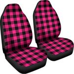 Pink And Black Buffalo Plaid Print Universal Fit Car Seat Covers