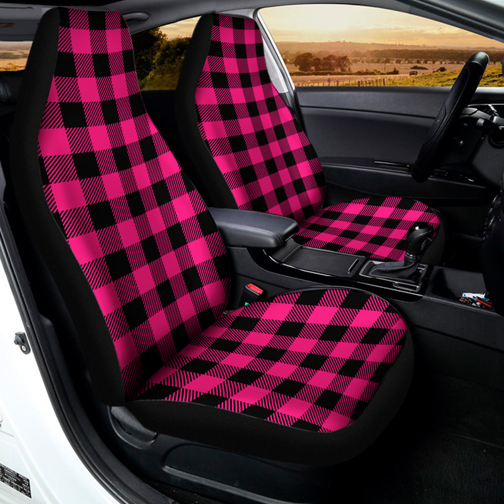 Pink And Black Buffalo Plaid Print Universal Fit Car Seat Covers