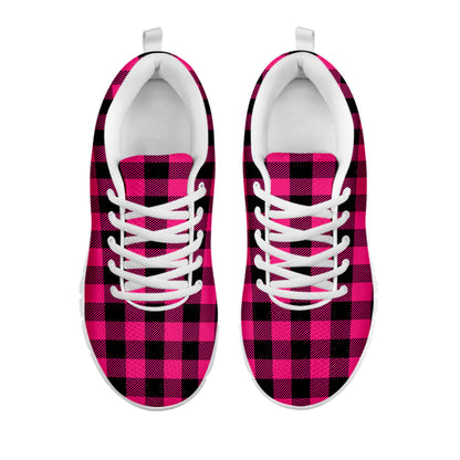 Pink And Black Buffalo Plaid Print White Sneakers